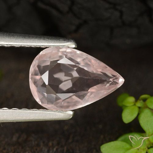 0.99ct 자연스러운 미디엄 핑크 모르가나이트, 배 모양, VVS-VS