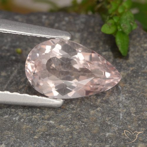 1.01ct 자연스러운 미디엄 핑크 모르가나이트, 배 모양, VVS-VS