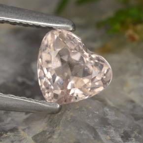 0.55캐럿 천연 살몬 핑크 모가나이트, 하트 모양, 4.7×5.4 mm, VS