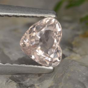 0.55캐럿 천연 살몬 핑크 모가나이트, 하트 모양, 4.7×5.4 mm, VS