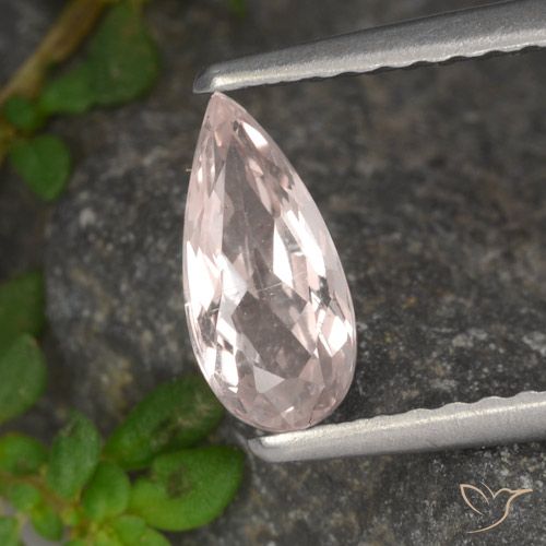 0.48ct 자연스러운 미디엄 라이트 핑크 모르가나이트, 배 모양, VVS-VS