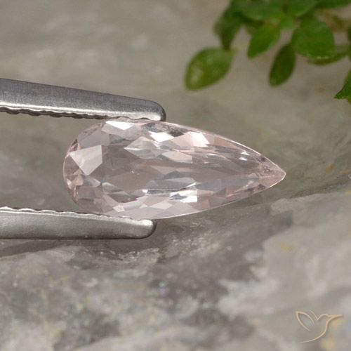 0.59ct 자연스러운 코랄 핑크 톤 모르가나이트, 배 모양, VVS