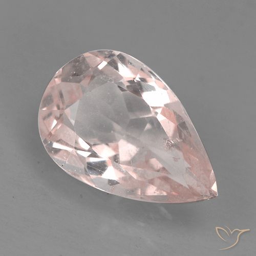 0.78ct 자연스러운 라이트 코랄 핑크 모르가나이트, 배 모양, VS