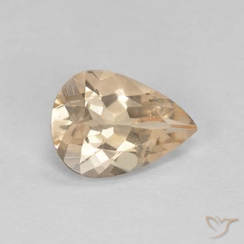 0.85ct 자연스러운 Light Neutral Orange 모르가나이트, 배 모양, VS