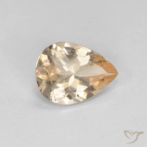 0.74ct 자연스러운 Light Neutral Orange 모르가나이트, 배 모양, VVS-VS