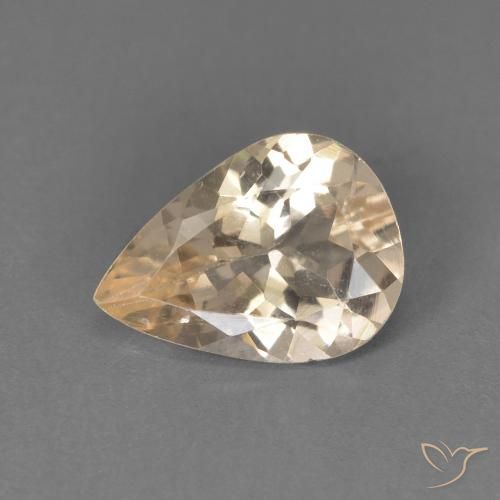 0.89ct 자연스러운 라이트 오렌지 모르가나이트, 배 모양, VVS-VS