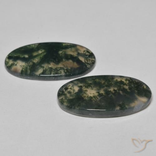 24.09캐럿 천연 멀티컬러 모스 아게이트 보석, 타원형 컷, 25.8×13.6 mm, 투명한
