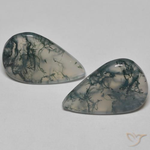 17.65캐럿 천연 멀티컬러 모스 아게이트 보석, 배 모양, 21.6×13.8 mm, 투명한