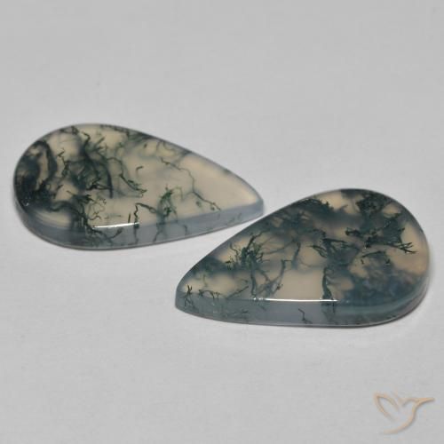 17.65캐럿 천연 멀티컬러 모스 아게이트 보석, 배 모양, 21.6×13.8 mm, 투명한