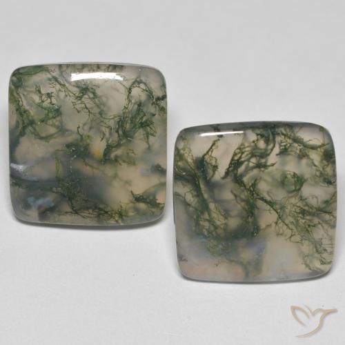 24.59캐럿 천연 다색 이끼 마노 보석, 정사각형, 투명한