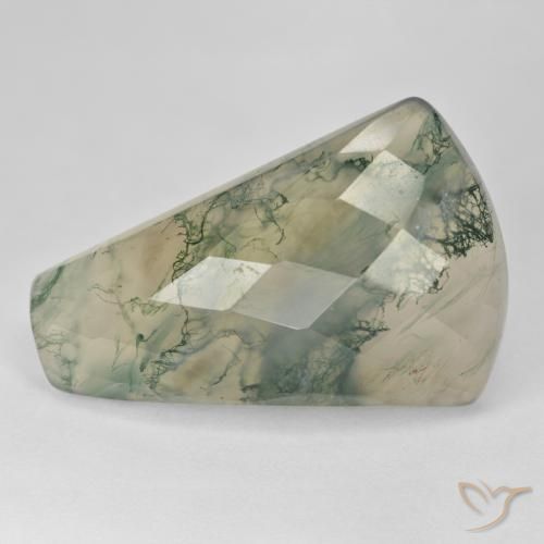 39.72ct 자연스러운 연한 초록색 이끼 마노, 바게트, 투명한