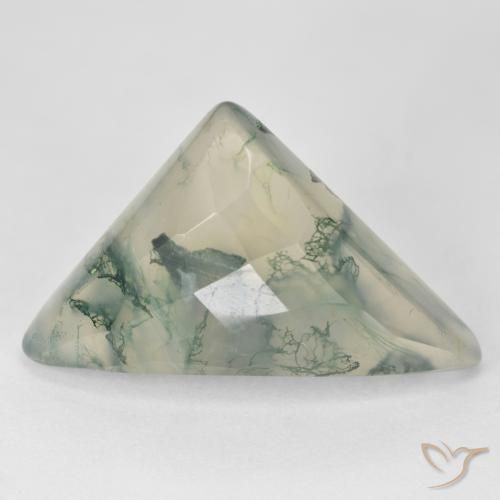 17.68ct 자연스러운 연한 초록색 이끼 마노, 일조, 투명한