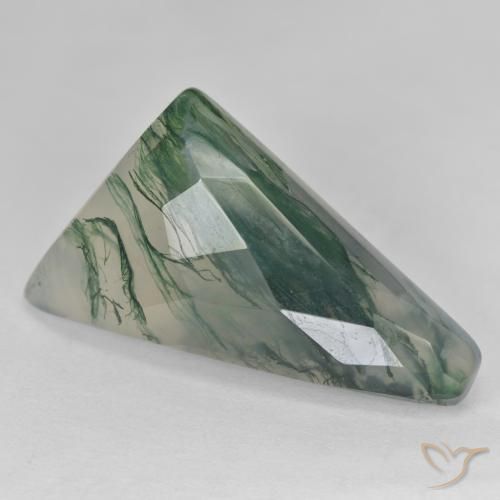 23.60캐럿 천연 라이트 그린 모스 아게이트, 멋진 모양, 31×16.5 mm, 투명한