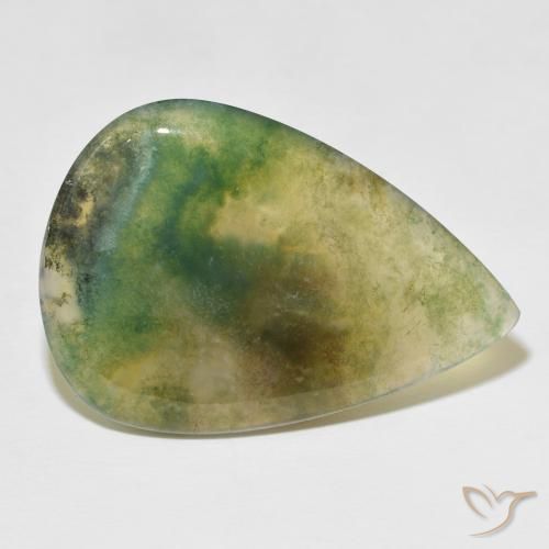 34.42ct 자연스러운 다색 이끼 마노, 배 모양, 투명한