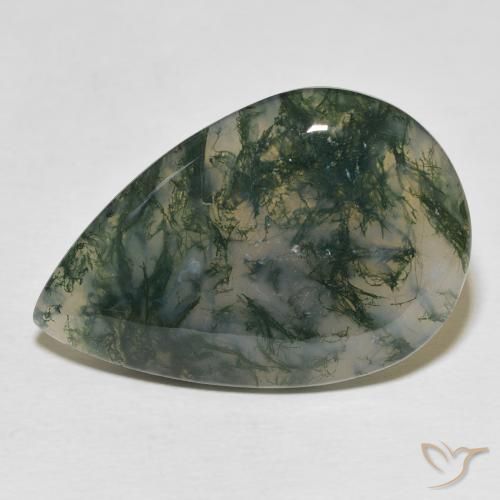 24.87ct 자연스러운 다색 이끼 마노, 배 모양, 불투명체