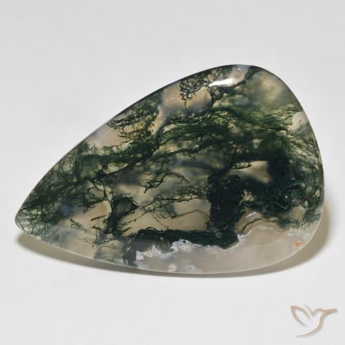 98.16ct 자연스러운 다색 이끼 마노, 배 모양, 불투명체