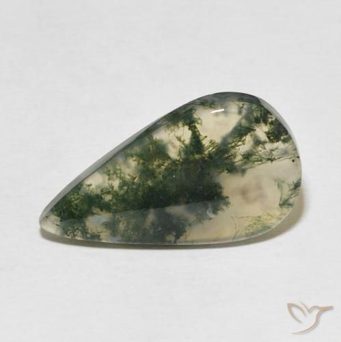 10.69ct 자연스러운 다색 이끼 마노, 배 모양, 투명한