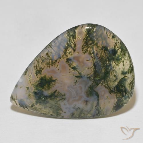 23.29ct 자연스러운 다색 이끼 마노, 배 모양, 불투명체