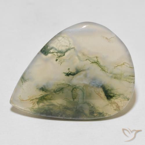 22.57ct 자연스러운 다색 이끼 마노, 배 모양, 투명한