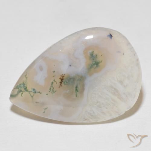 30.59ct 자연스러운 다색 이끼 마노, 배 모양, 투명한