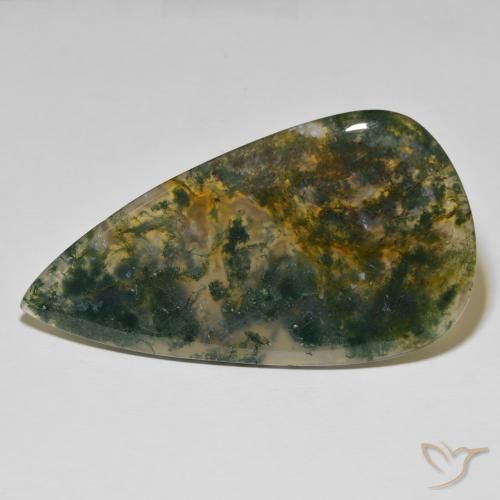 95.86ct 자연스러운 다색 이끼 마노, 배 모양, 불투명체