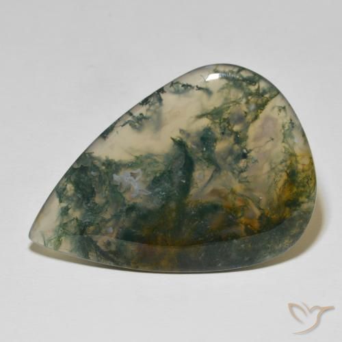 85.14ct 자연스러운 다색 이끼 마노, 배 모양, 불투명체