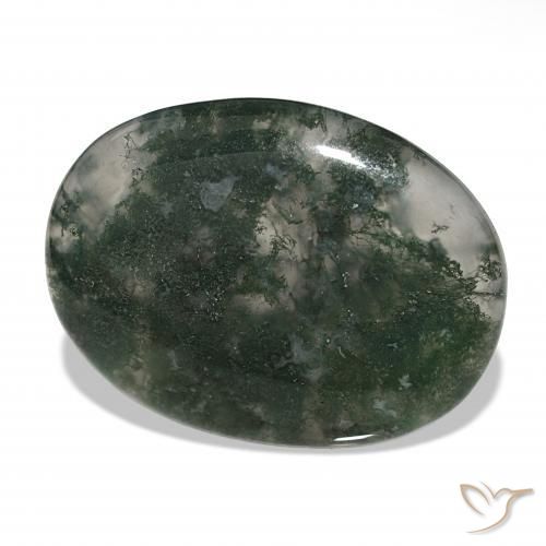 39.60캐럿 천연 다색 이끼 마노, 타원형, 투명한