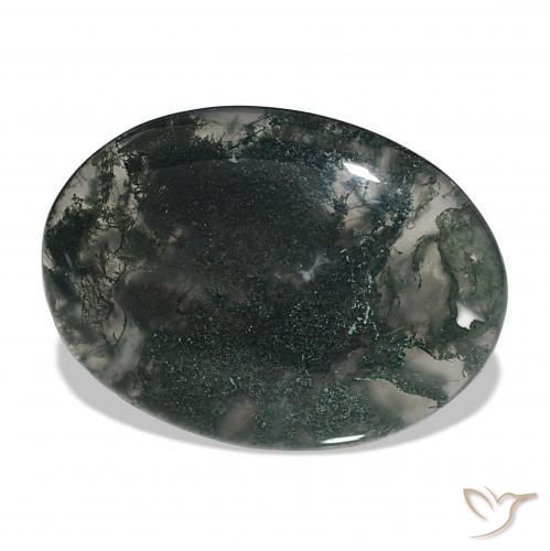 36.54캐럿 천연 다색 이끼 마노, 타원형, 투명한