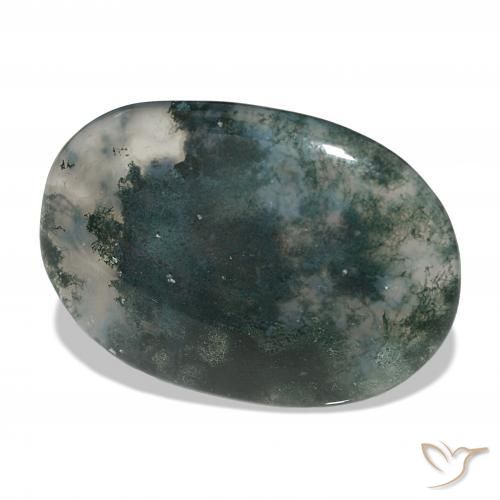 45.08캐럿 천연 다색 이끼 마노, 타원형, 투명한