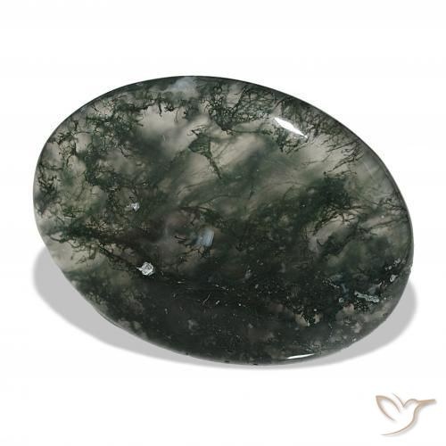 53.06캐럿 천연 다색 이끼 마노, 타원형, 투명한