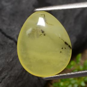 3.69캐럿 천연 옐로우 덴드라이트 모스 오팔, 배 모양, 14.2×11.6 mm, 투명한