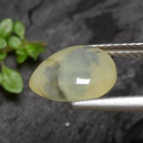 1.79캐럿 천연 옐로우 덴드라이트 모스 오팔, 배 모양, 9.9×8.6 mm, 투명한