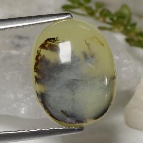 6.23캐럿 천연 옐로우 덴드라이트 모스 오팔, 타원형 컷, 14.5×11.4 mm, 투명한