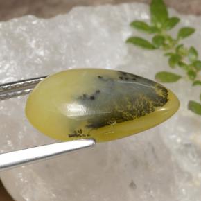 4.60캐럿 천연 노란색 수상돌기 모스 오팔, 배 모양, 투명한