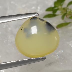 1.59캐럿 천연 옐로우 덴드라이트 모스 오팔, 배 모양, 9×8.3 mm, 투명한