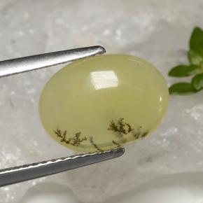 2.39캐럿 천연 노란색 수상돌기 모스 오팔, 타원형 컷, 투명한