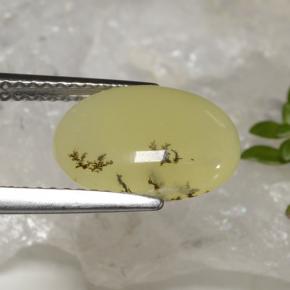 2.39캐럿 천연 노란색 수상돌기 모스 오팔, 타원형 컷, 투명한