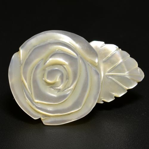 16.68캐럿 천연 펄 화이트 자개, 플라워 컷, 25.6×17.6 mm, 불투명체
