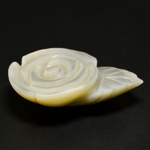 16.68캐럿 천연 펄 화이트 자개, 플라워 컷, 25.6×17.6 mm, 불투명체