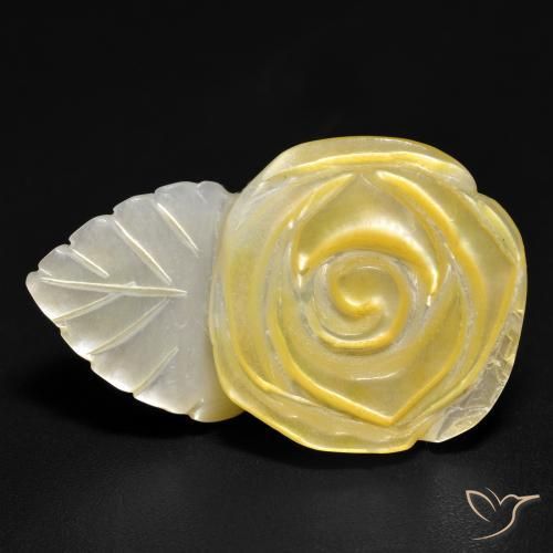 21.40ct 자연스러운 미디엄 옐로우 진주조개, 플라워 컷, 불투명체