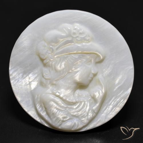 13.76캐럿 천연 펄 화이트 진주조개, 라운드 컷, 불투명체