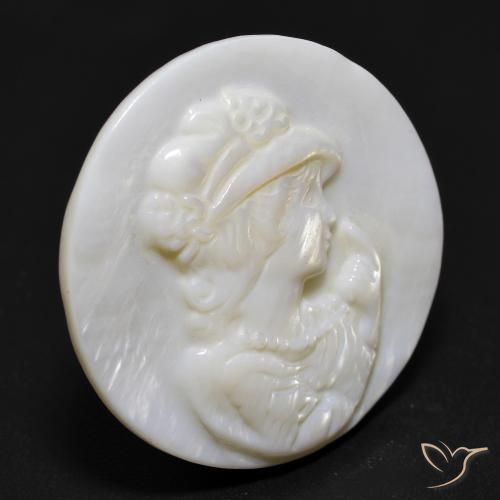 13.76캐럿 천연 펄 화이트 진주조개, 라운드 컷, 불투명체