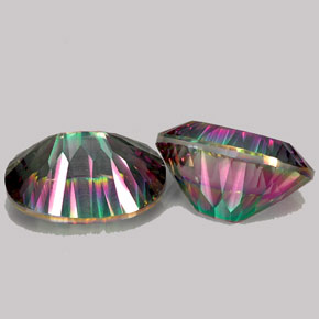 캐럿 천연 탑 레인보우 미스틱 쿼츠 보석, 타원형 컷, 20.1×14.9 mm, IF