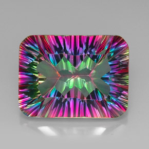 21.30캐럿 천연 탑 레인보우 미스틱 쿼츠, 에메랄드 컷, 20.1×15.2 mm, VVS