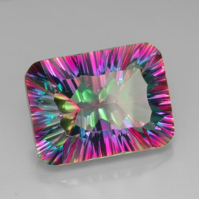 21.30캐럿 천연 탑 레인보우 미스틱 쿼츠, 에메랄드 컷, 20.1×15.2 mm, VVS