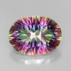 13.18캐럿 천연 탑 레인보우 미스틱 쿼츠, 타원형 컷, 18.2×13.3 mm, VVS