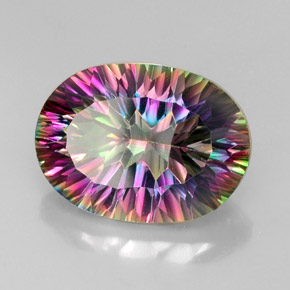 13.18캐럿 천연 탑 레인보우 미스틱 쿼츠, 타원형 컷, 18.2×13.3 mm, VVS