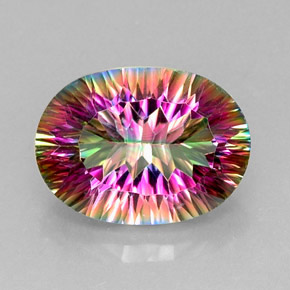 13.17캐럿 천연 탑 레인보우 미스틱 쿼츠, 타원형 컷, 18×13.2 mm, VVS
