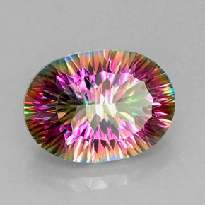 13.17캐럿 천연 탑 레인보우 미스틱 쿼츠, 타원형 컷, 18×13.2 mm, VVS