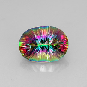 13.12캐럿 천연 탑 레인보우 미스틱 쿼츠, 타원형 컷, 18.2×13.3 mm, VVS